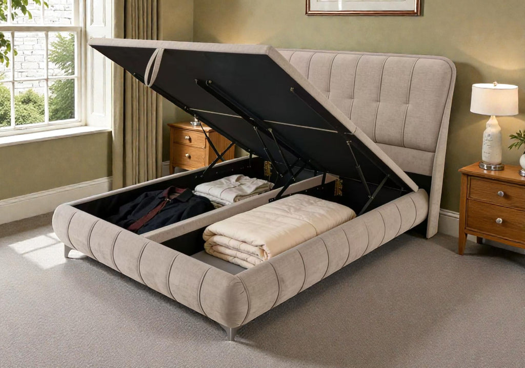 Limerick Beige Storage Bed 5